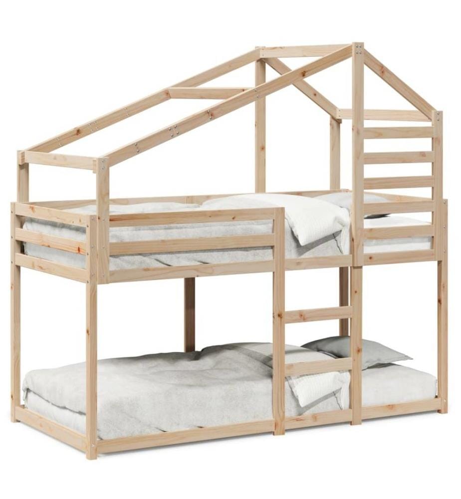 Lit superposé avec toit 80x200 cm bois de pin massif