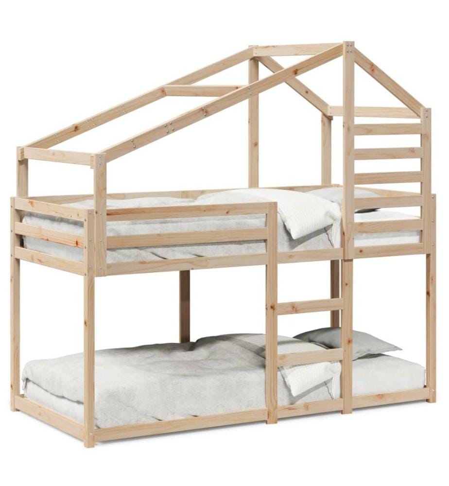 Lit superposé avec toit 75x190 cm bois de pin massif