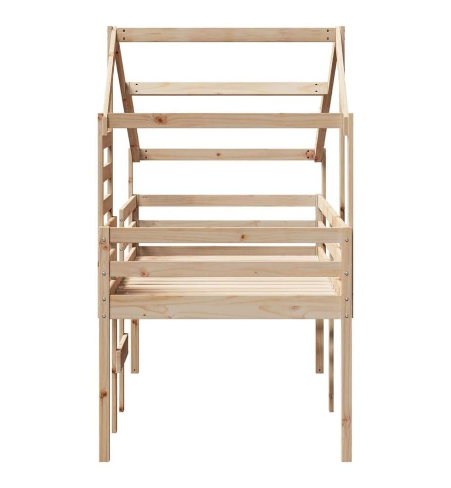 Lit haut avec toit 75x190 cm bois de pin massif