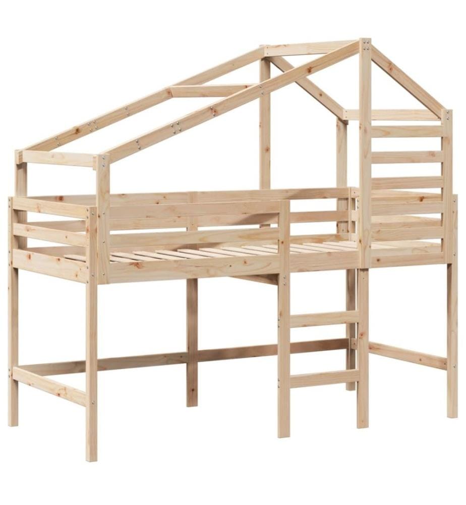 Lit superposé et échelle et toit 90x200 cm bois de pin massif