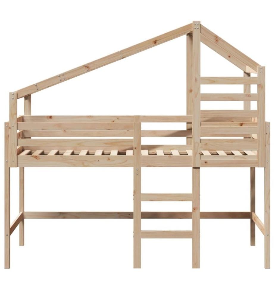 Lit superposé et échelle et toit 90x200 cm bois de pin massif
