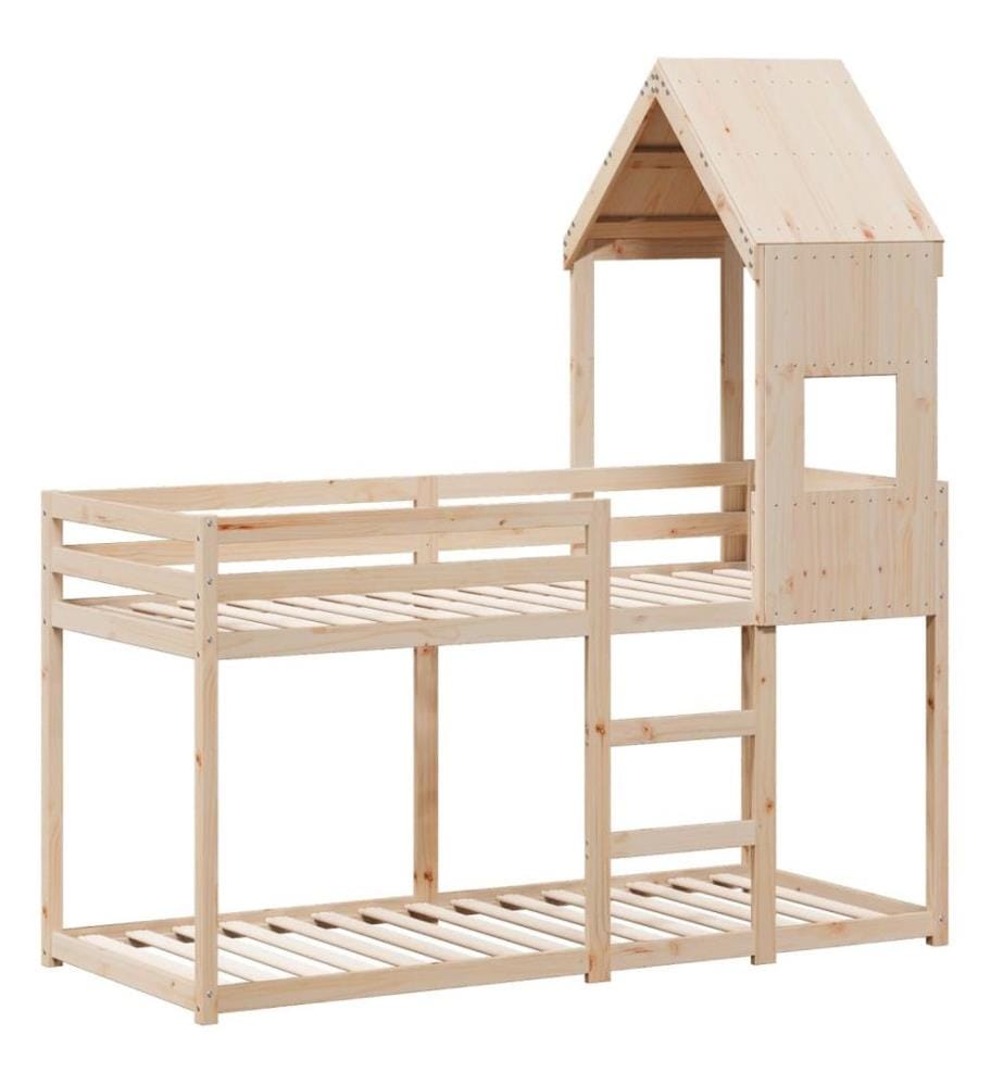 Lit superposé avec toit 90x190 cm bois massif de pin
