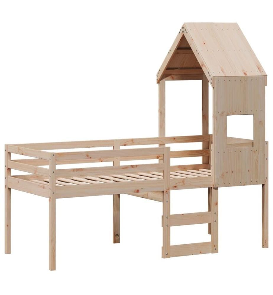 Lit haut avec toit 75x190 cm bois de pin massif