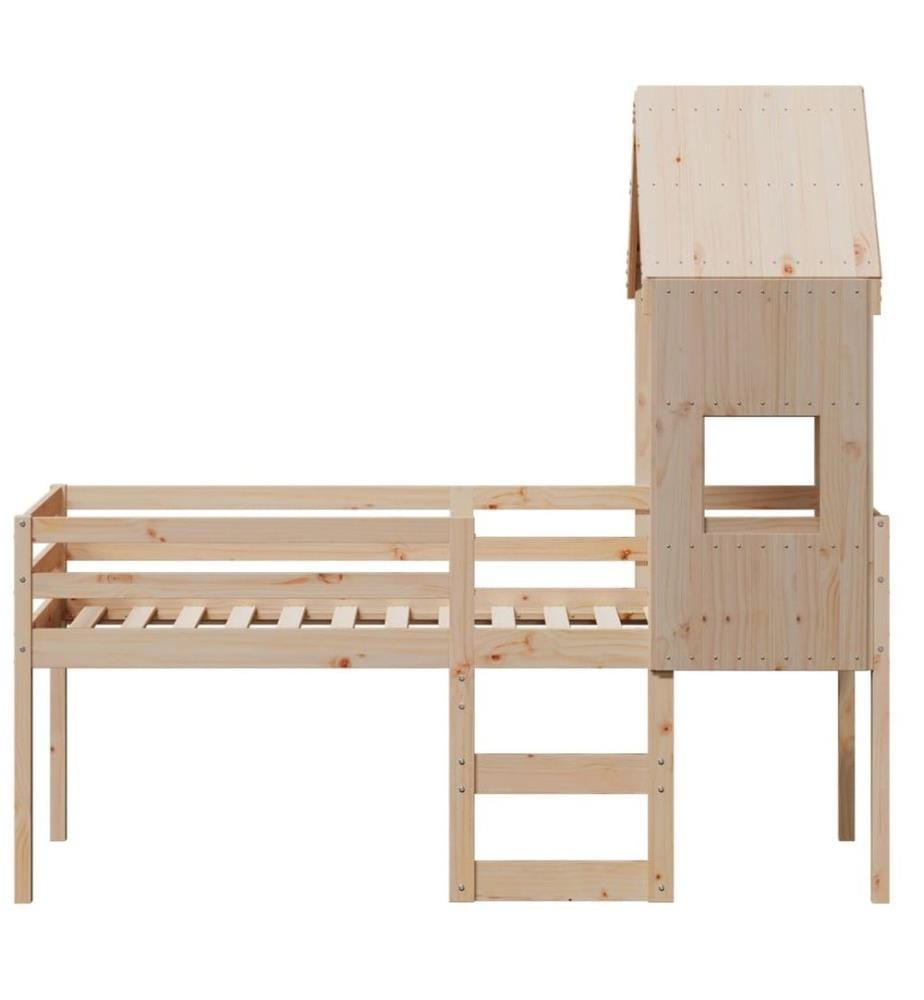 Lit haut avec toit 75x190 cm bois de pin massif