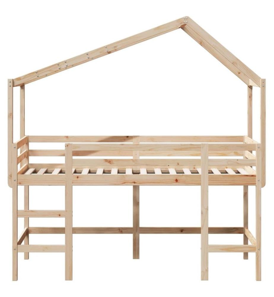Lit superposé et échelle et toit 80x200 cm bois de pin massif