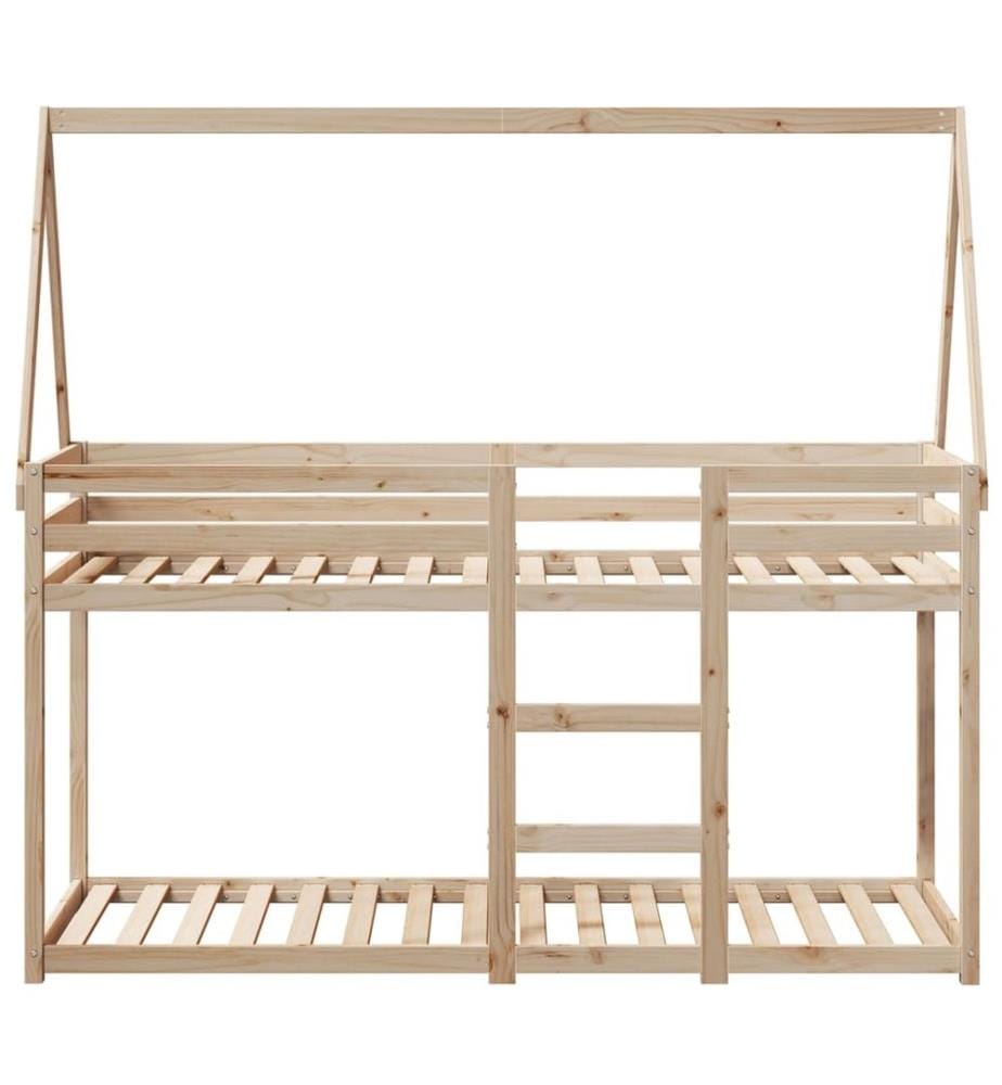 Lit superposé avec toit 90x200 cm bois de pin massif
