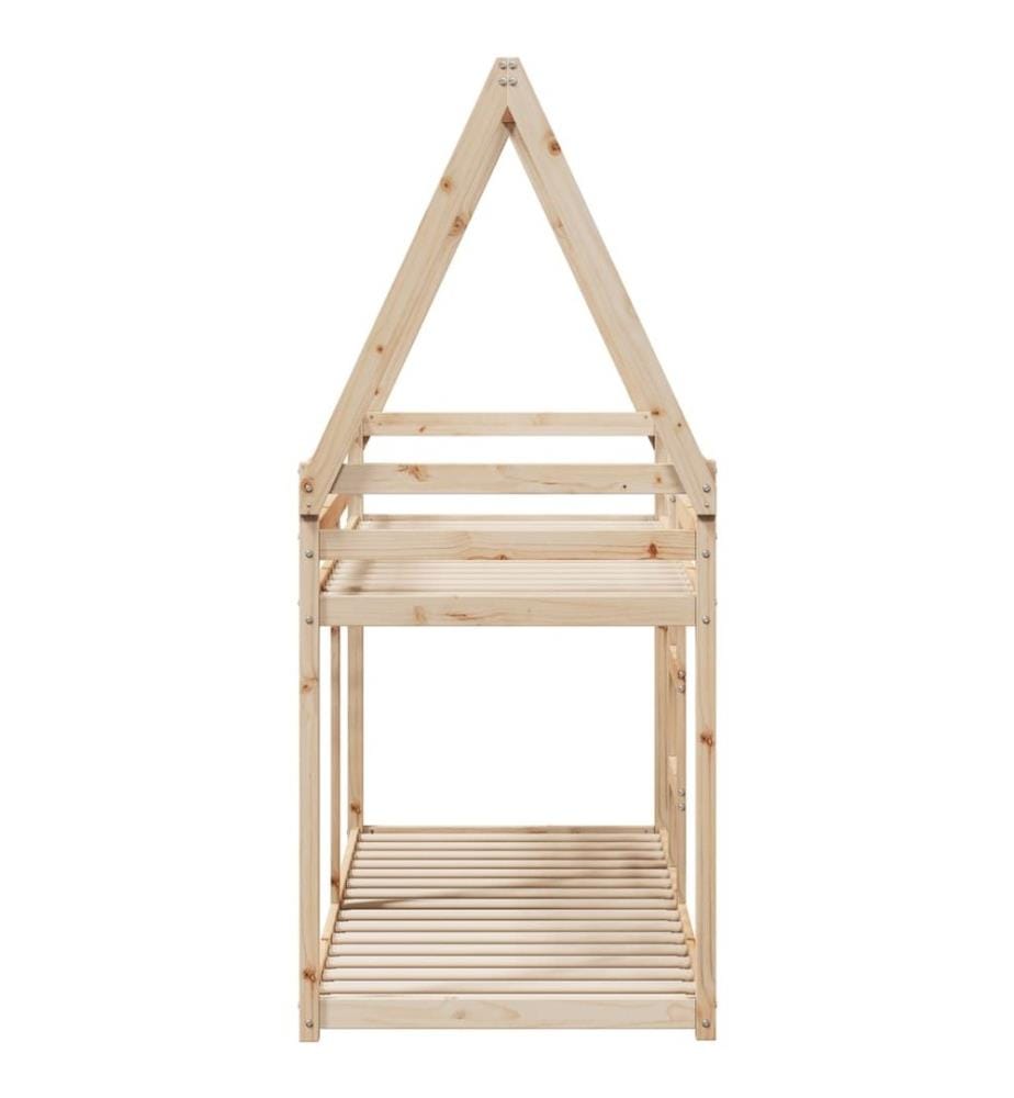 Lit superposé avec toit 90x200 cm bois de pin massif