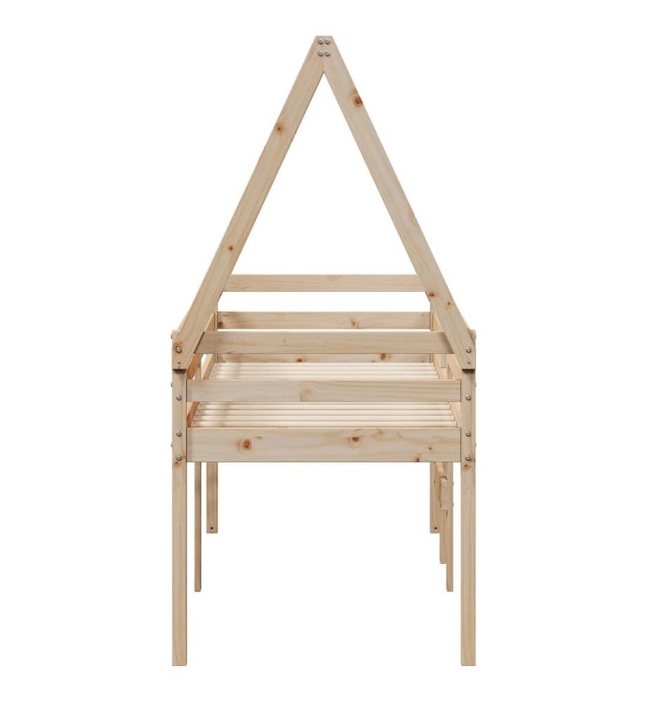 Lit haut avec toit 90x200 cm bois de pin massif