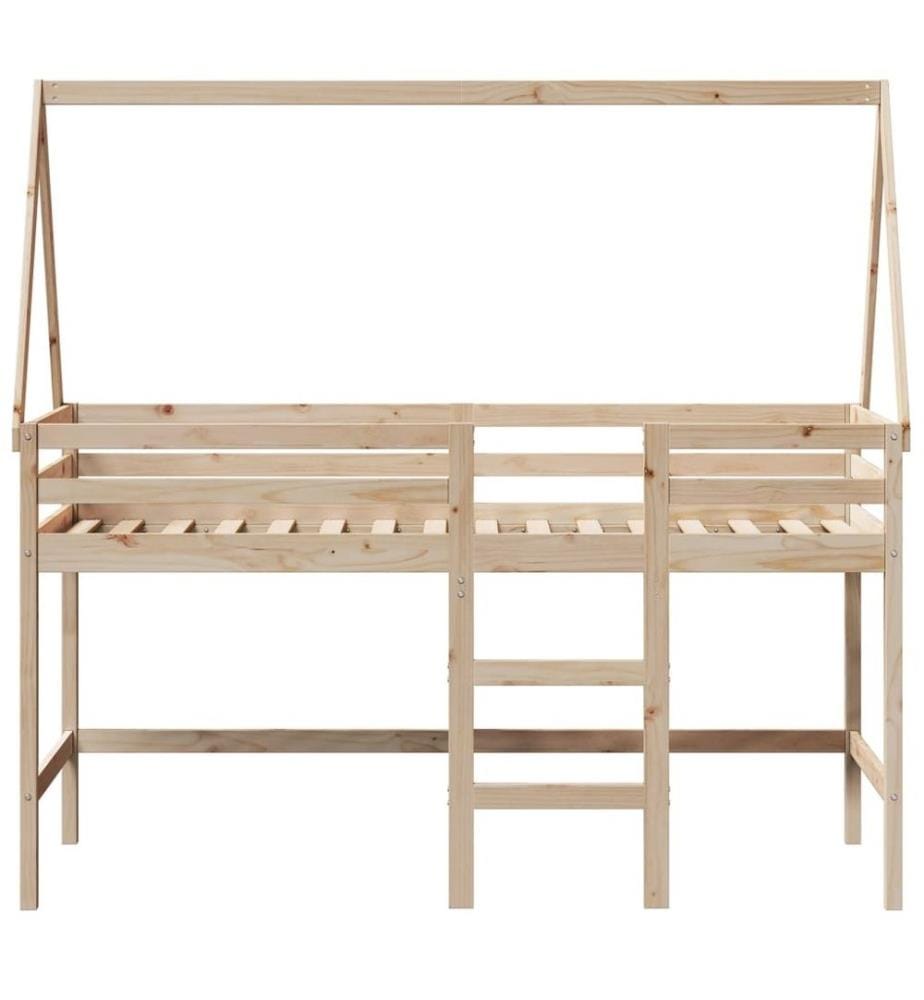 Lit superposé et échelle et toit 80x200 cm bois de pin massif