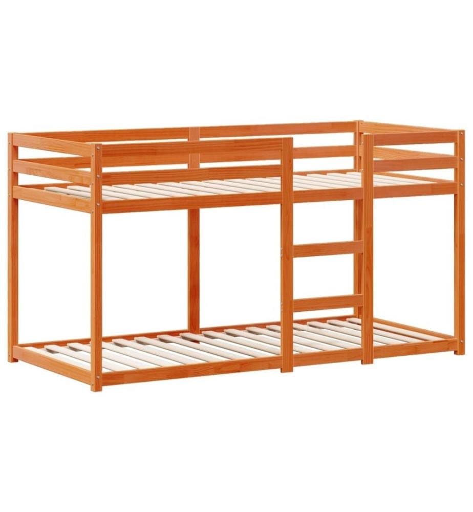 Lit superposé avec toit cire marron 90x200cm bois de pin massif