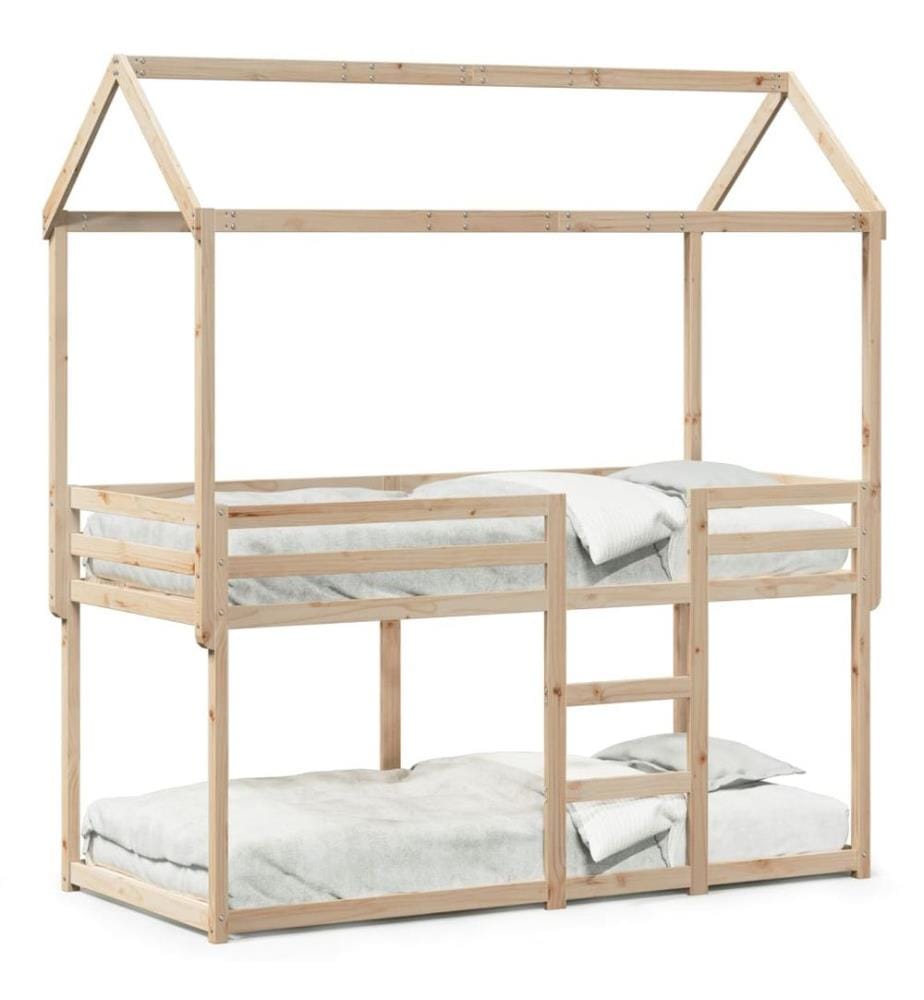 Lit superposé avec toit 75x190 cm bois de pin massif