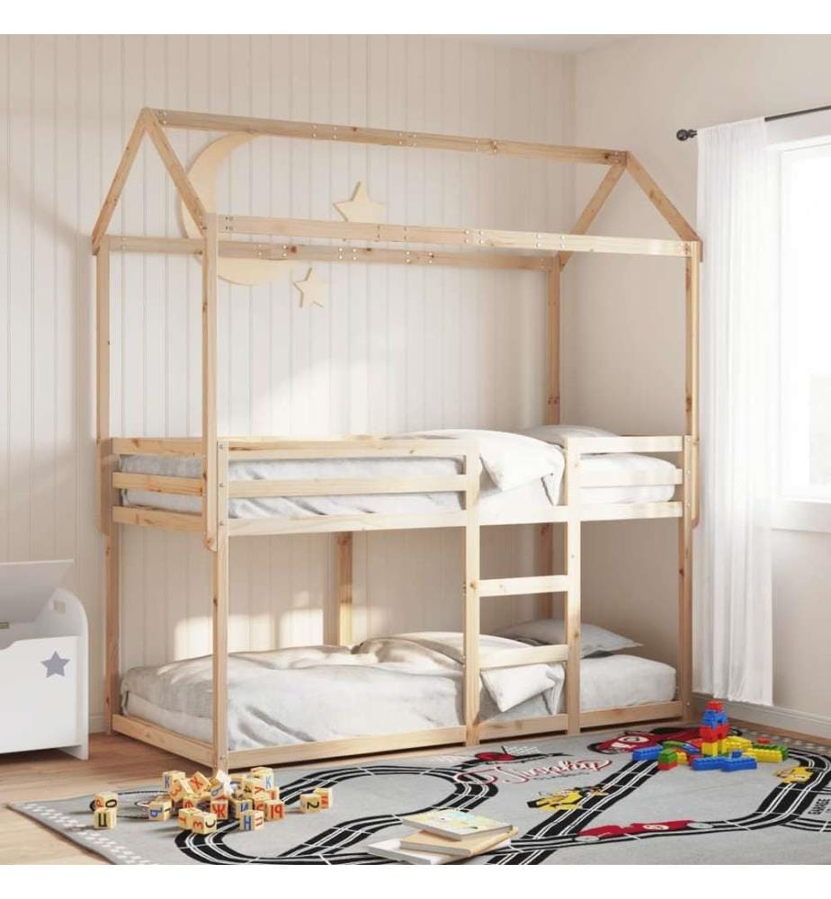 Lit superposé avec toit 75x190 cm bois de pin massif