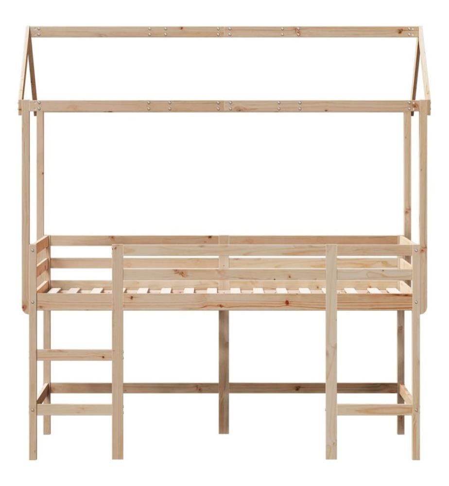 Lit superposé et échelle et toit 80x200 cm bois de pin massif