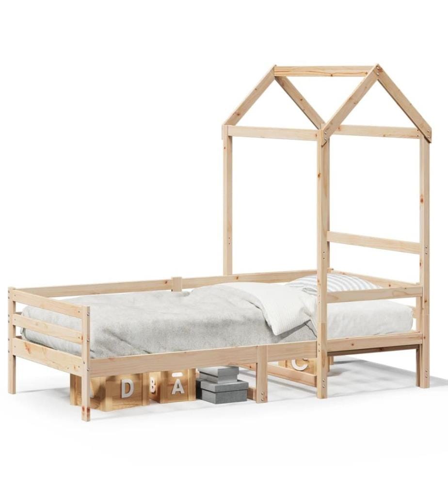 Lit de jour avec toit 90x200 cm bois de pin massif