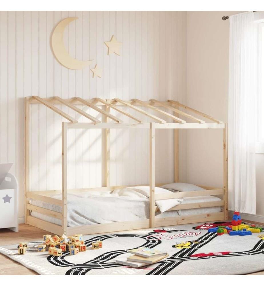 Kinderbett mit Dach 90x200 cm Massivholz Kiefer