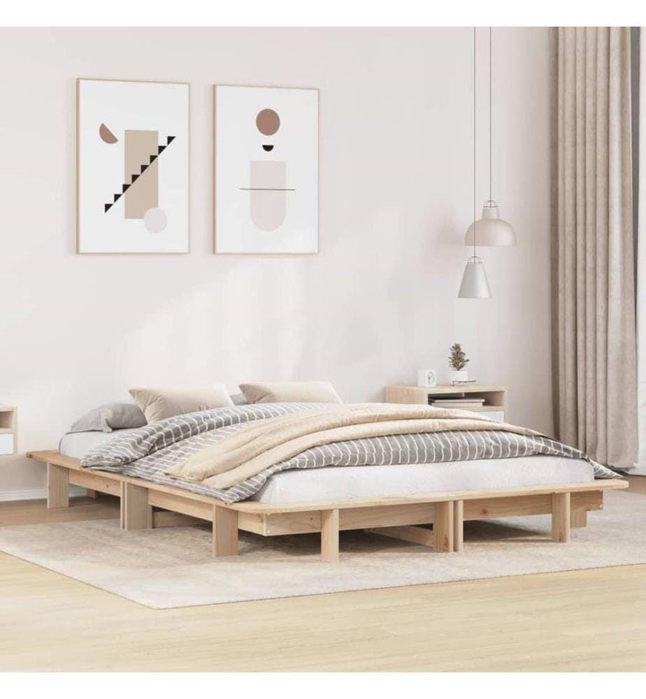 Cadre de lit sans matelas 120x200 cm bois de pin massif
