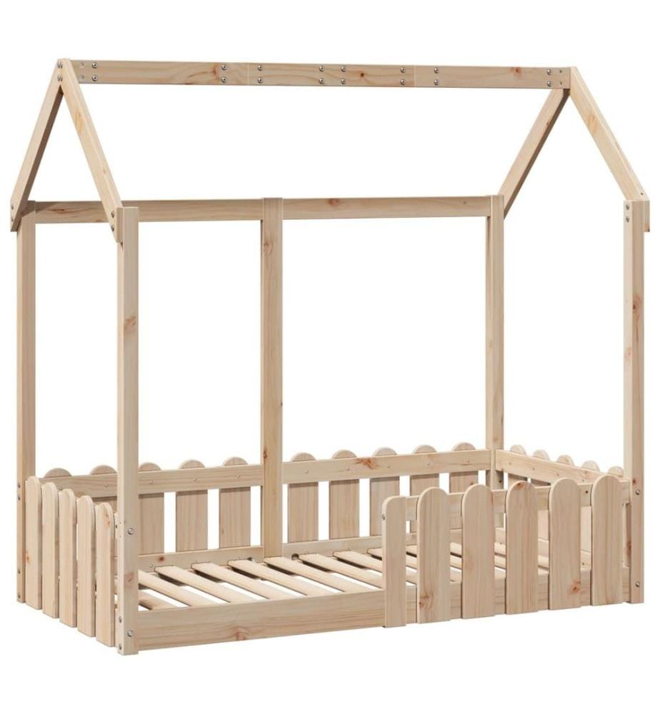 Cadre de lit d'enfants forme de maison 70x140cm bois pin massif