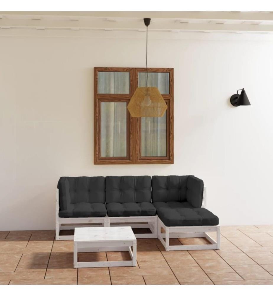5-tlg. Garten-Lounge-Set mit Kissen Kiefer Massivholz