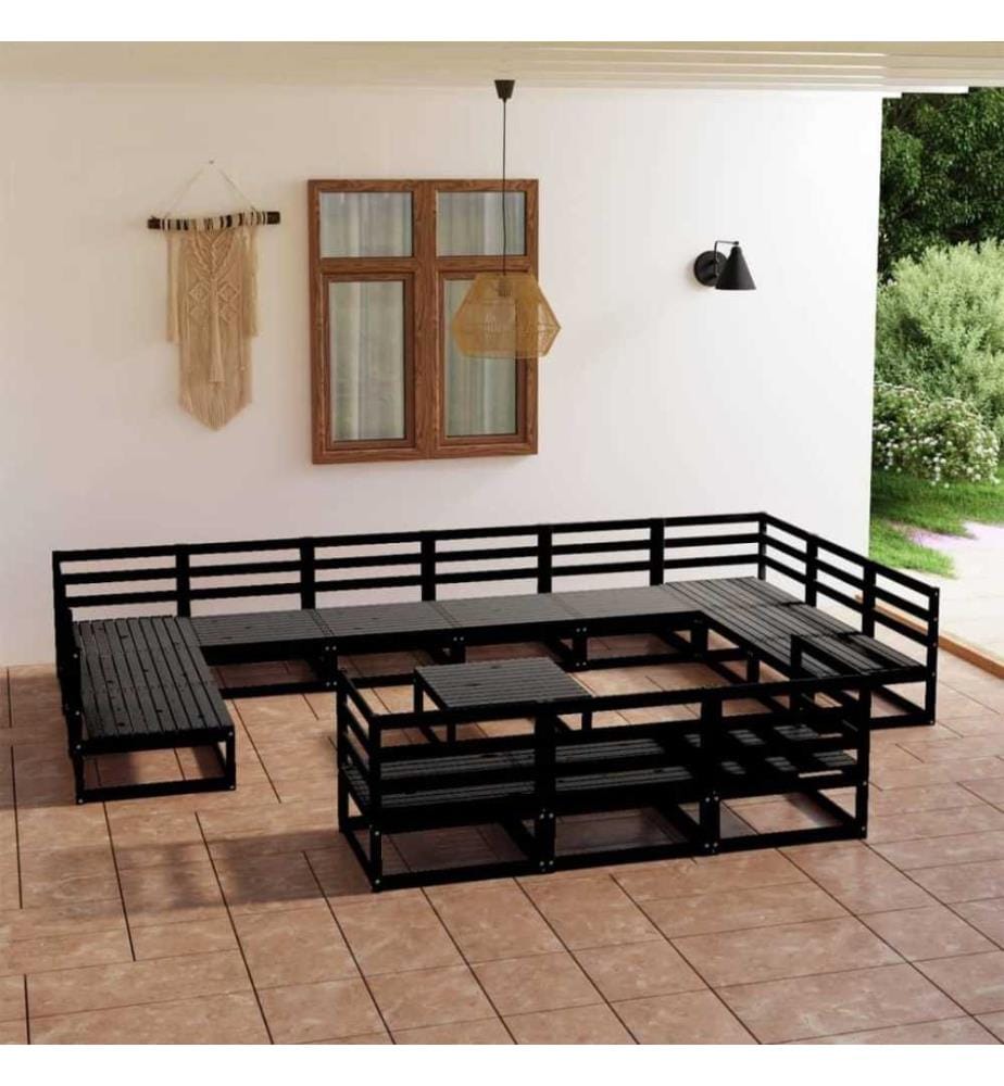 14-tlg. Garten-Lounge-Set Massivholz Kiefer