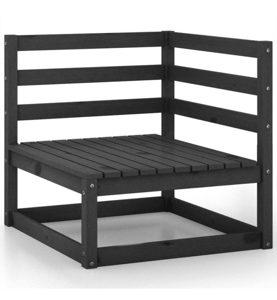 9-tlg. Garten-Lounge-Set Schwarz Massivholz Kiefer