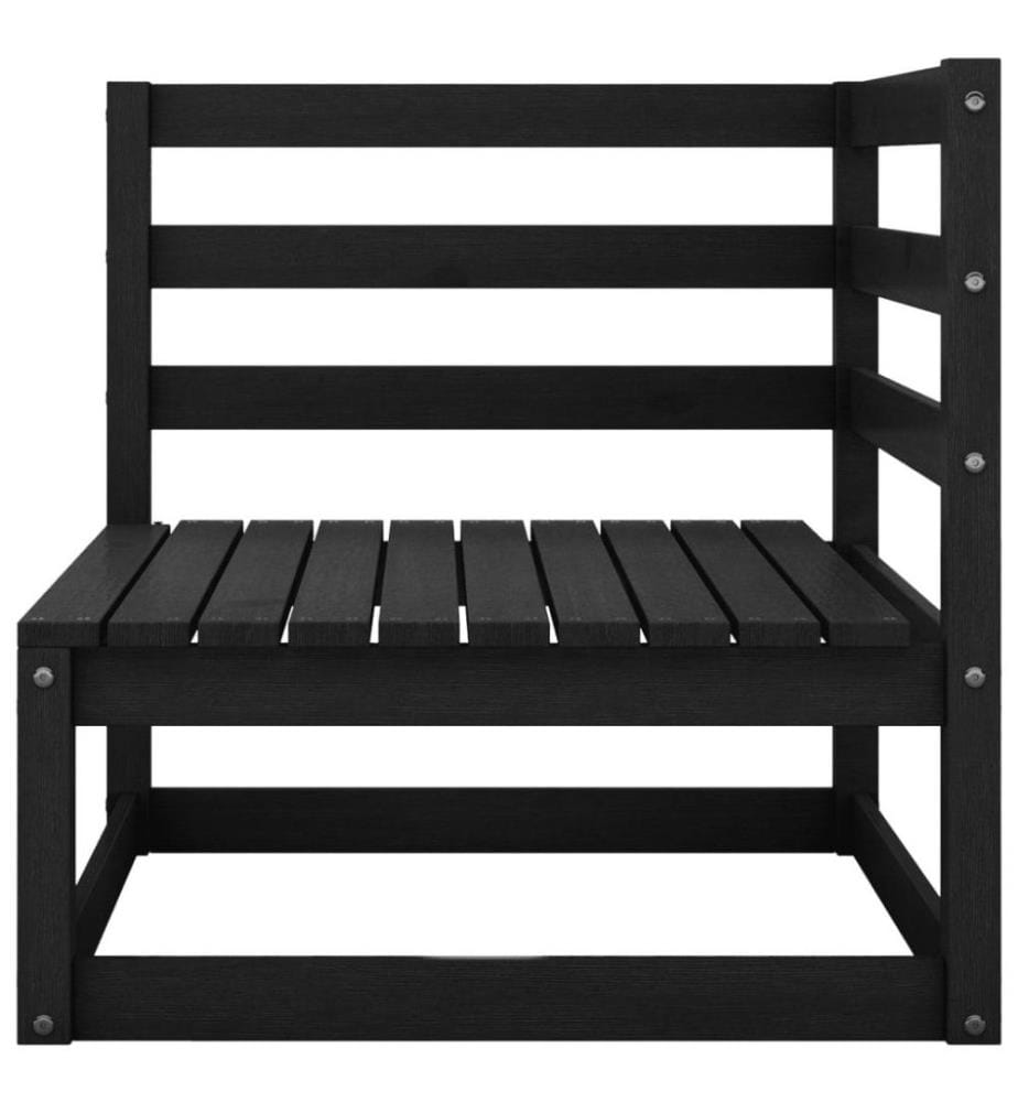 9-tlg. Garten-Lounge-Set Schwarz Massivholz Kiefer