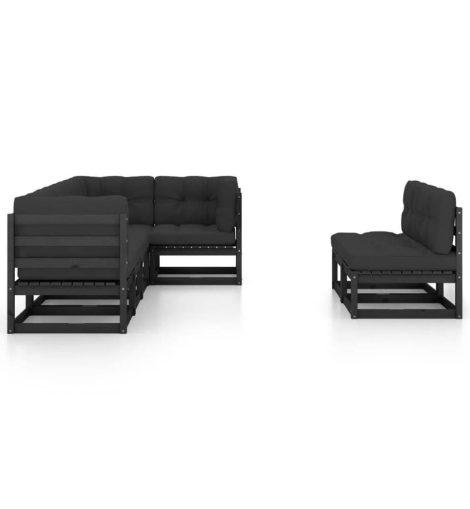 7-tlg. Garten-Lounge-Set mit Kissen Massivholz Kiefer