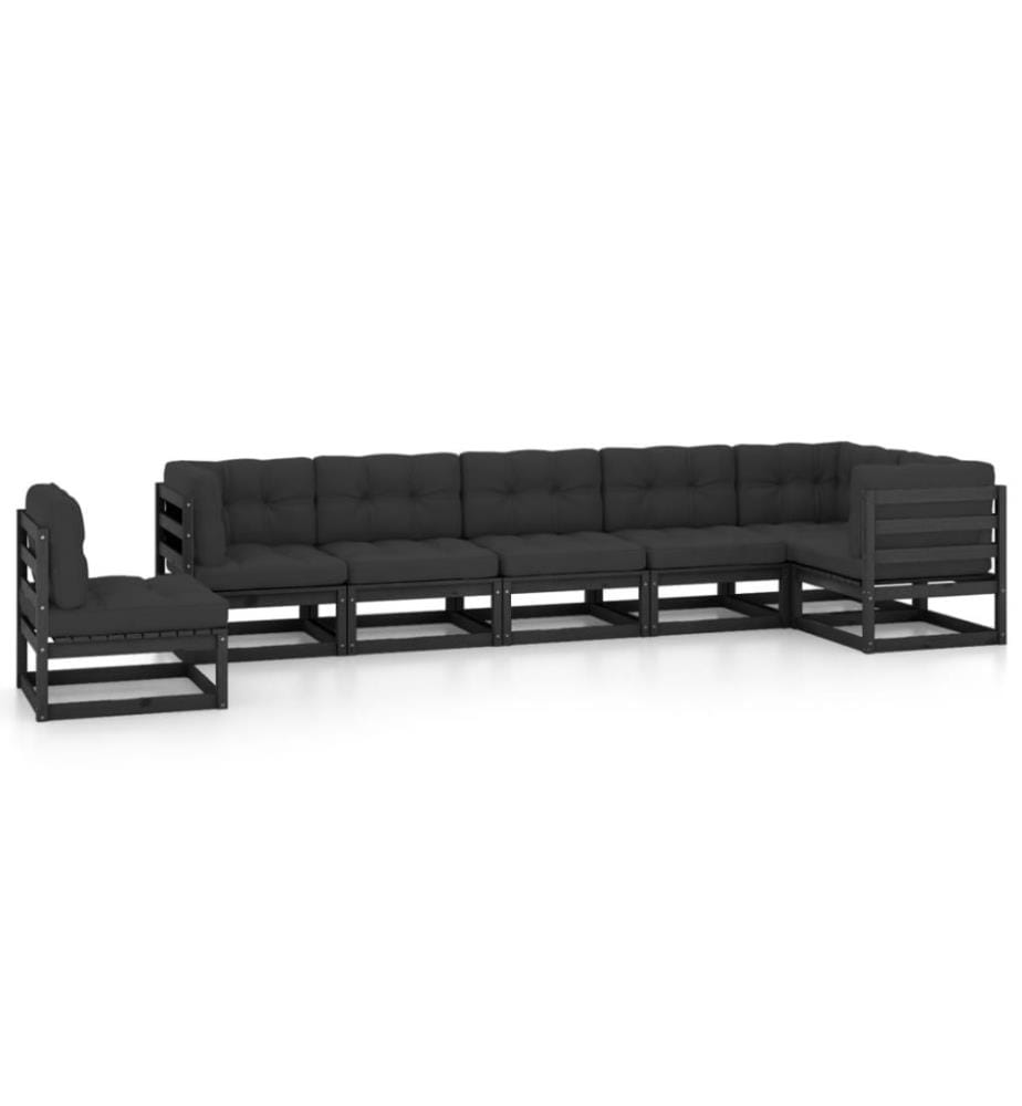 7-tlg. Garten-Lounge-Set mit Kissen Massivholz Kiefer