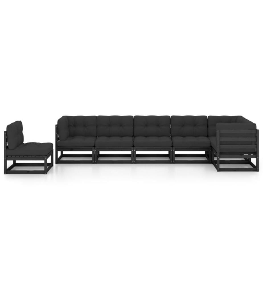 7-tlg. Garten-Lounge-Set mit Kissen Massivholz Kiefer