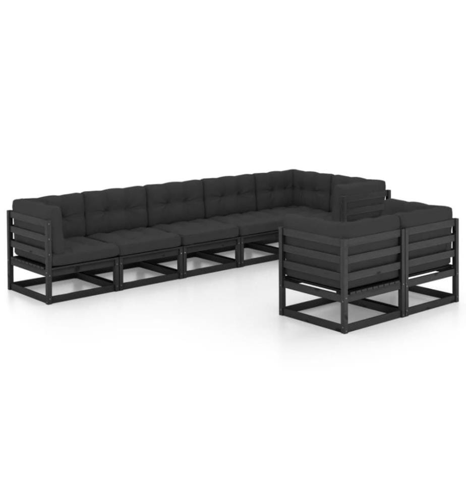 8-tlg. Garten-Lounge-Set mit Kissen Kiefer Massivholz
