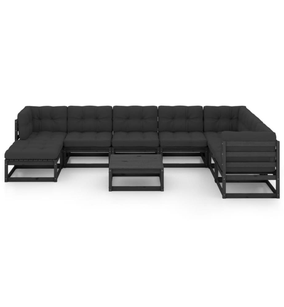 9-tlg. Garten-Lounge-Set mit Kissen Kiefer Massivholz