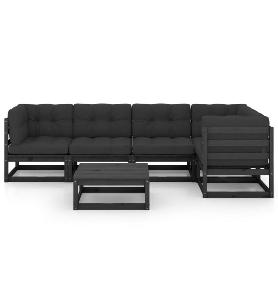 6-tlg. Garten-Lounge-Set mit Kissen Kiefer Massivholz