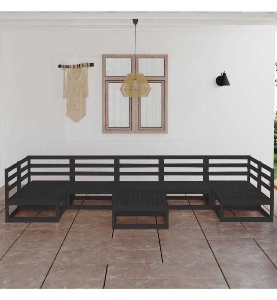 Salon de jardin 8 pcs Bois de pin massif