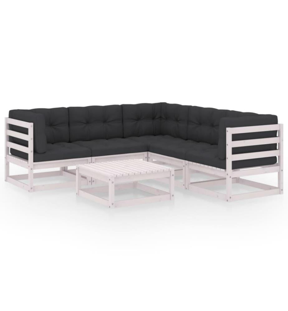 6-tlg. Garten-Lounge-Set mit Kissen Kiefer Massivholz
