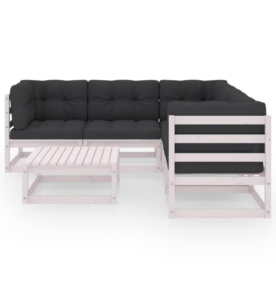 6-tlg. Garten-Lounge-Set mit Kissen Kiefer Massivholz