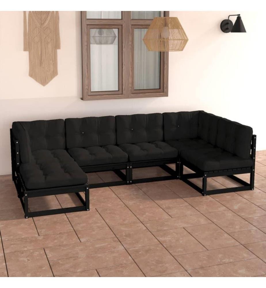 6-tlg. Garten-Lounge-Set mit Kissen Kiefer Massivholz