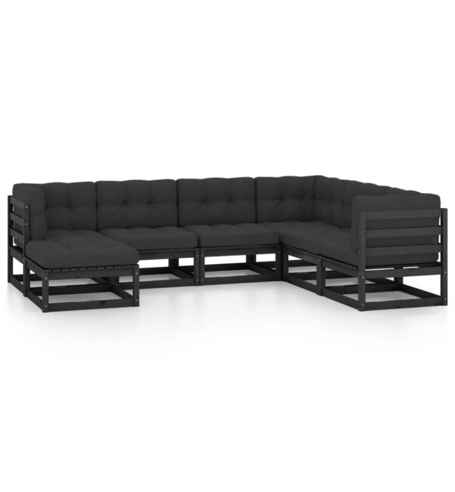 7-tlg. Garten-Lounge-Set mit Kissen Kiefer Massivholz