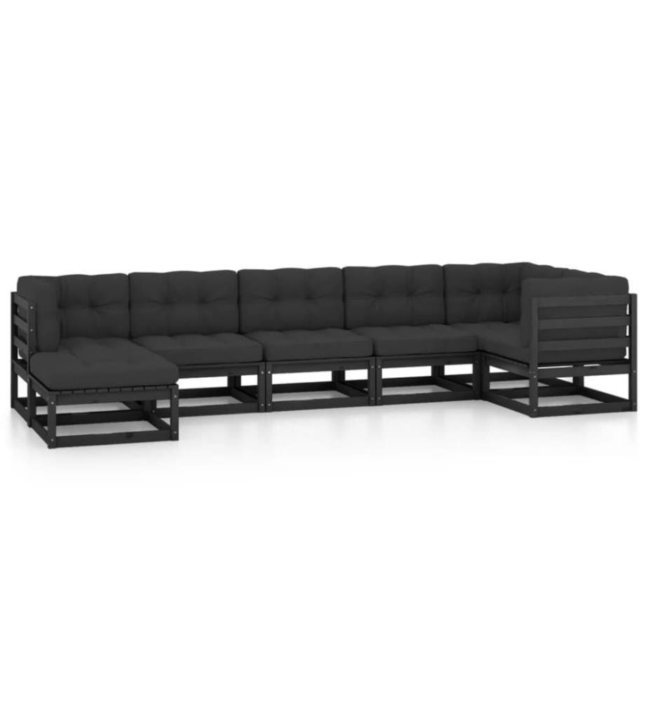 7-tlg. Garten-Lounge-Set mit Kissen Kiefer Massivholz