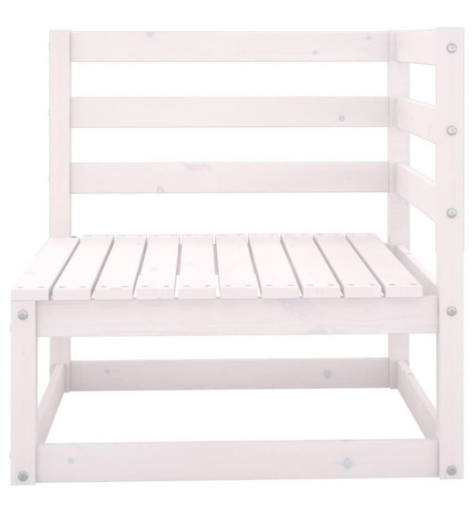 Salon de jardin 8 pcs Blanc Bois de pin massif