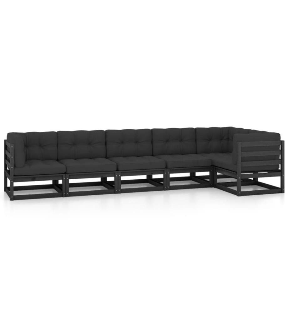 6-tlg. Garten-Lounge-Set mit Kissen Kiefer Massivholz