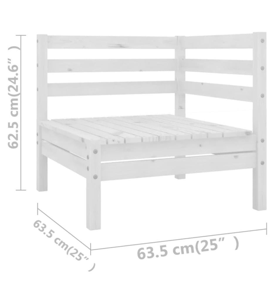 Salon de jardin 8 pcs Bois de pin massif Blanc