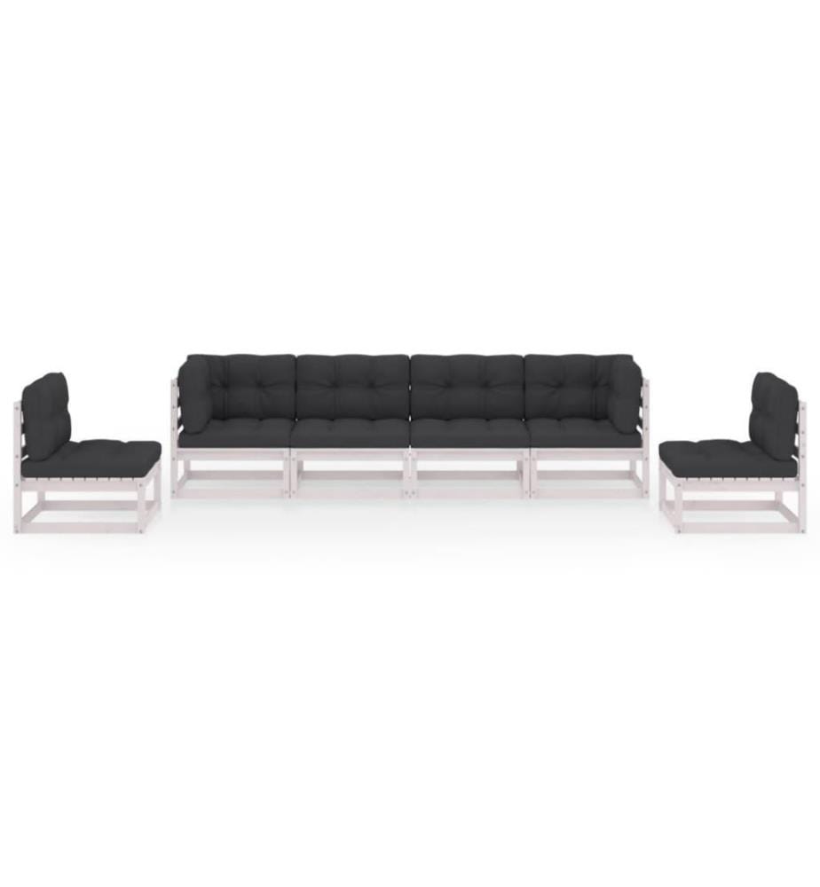 6-tlg. Garten-Lounge-Set mit Kissen Kiefer Massivholz