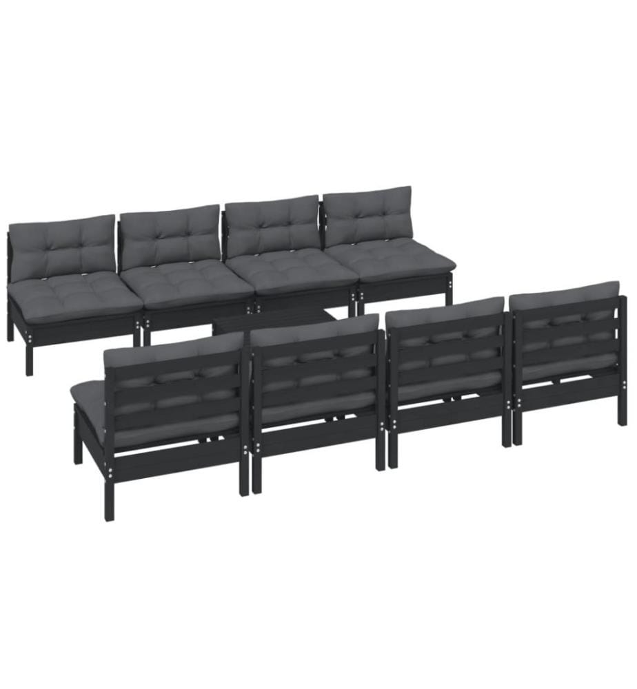 9-tlg. Garten-Lounge-Set mit Kissen Kiefer Massivholz