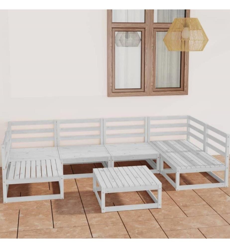 7-tlg. Garten-Lounge-Set Kiefer Massivholz