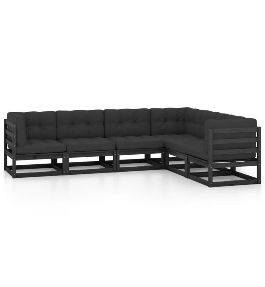 6-tlg. Garten-Lounge-Set mit Kissen Kiefer Massivholz
