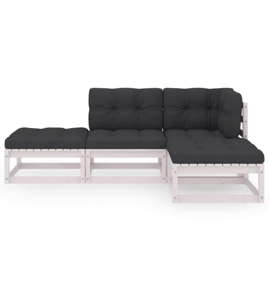 Salon de jardin 4 pcs avec coussins Bois de pin massif