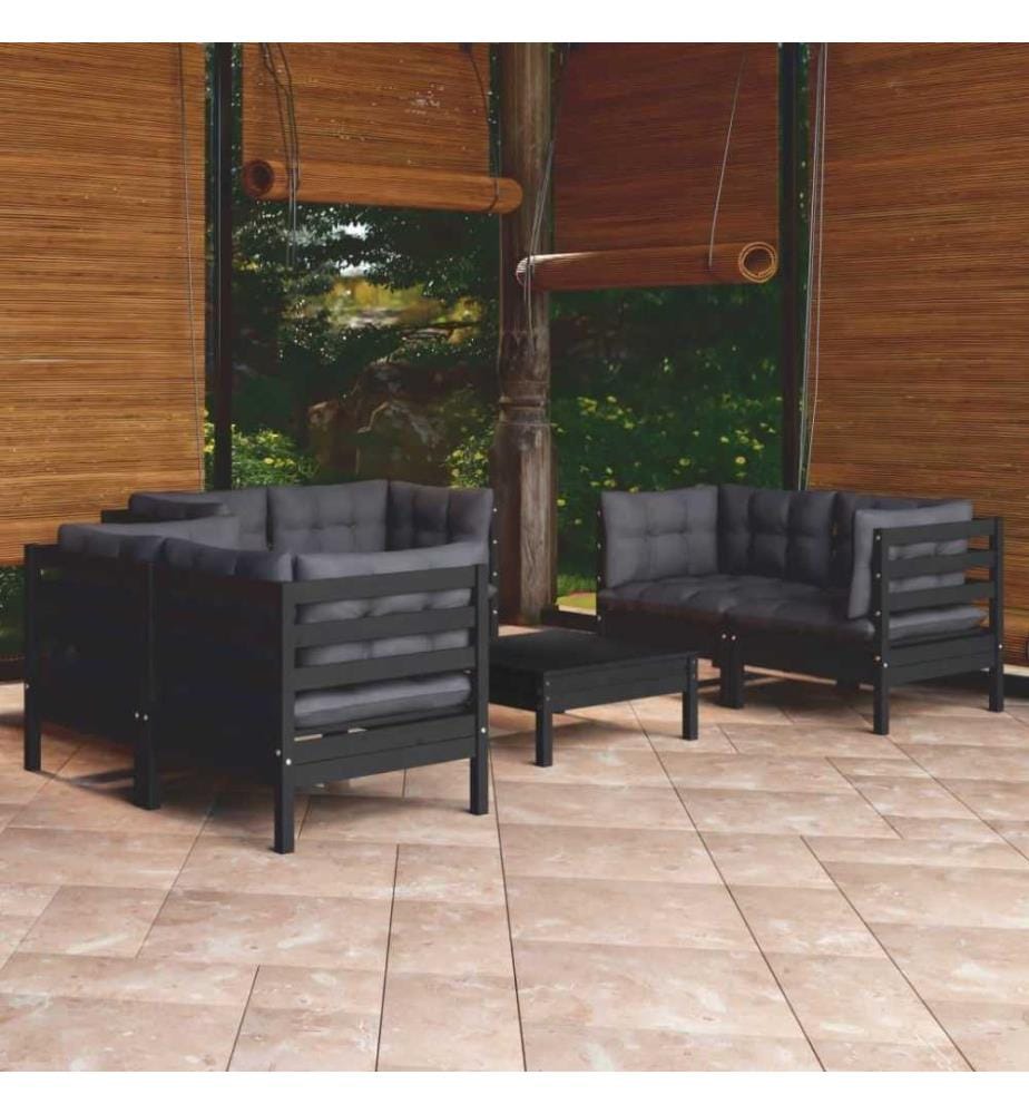 7-tlg. Garten-Lounge-Set mit Kissen Kiefer Massivholz