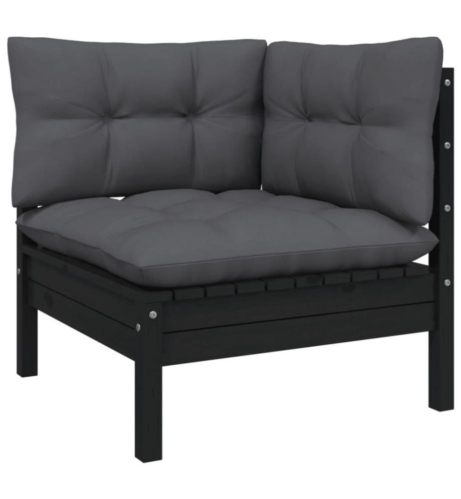 3-tlg. Garten-Lounge-Set mit Anthrazit Kissen Kiefernholz
