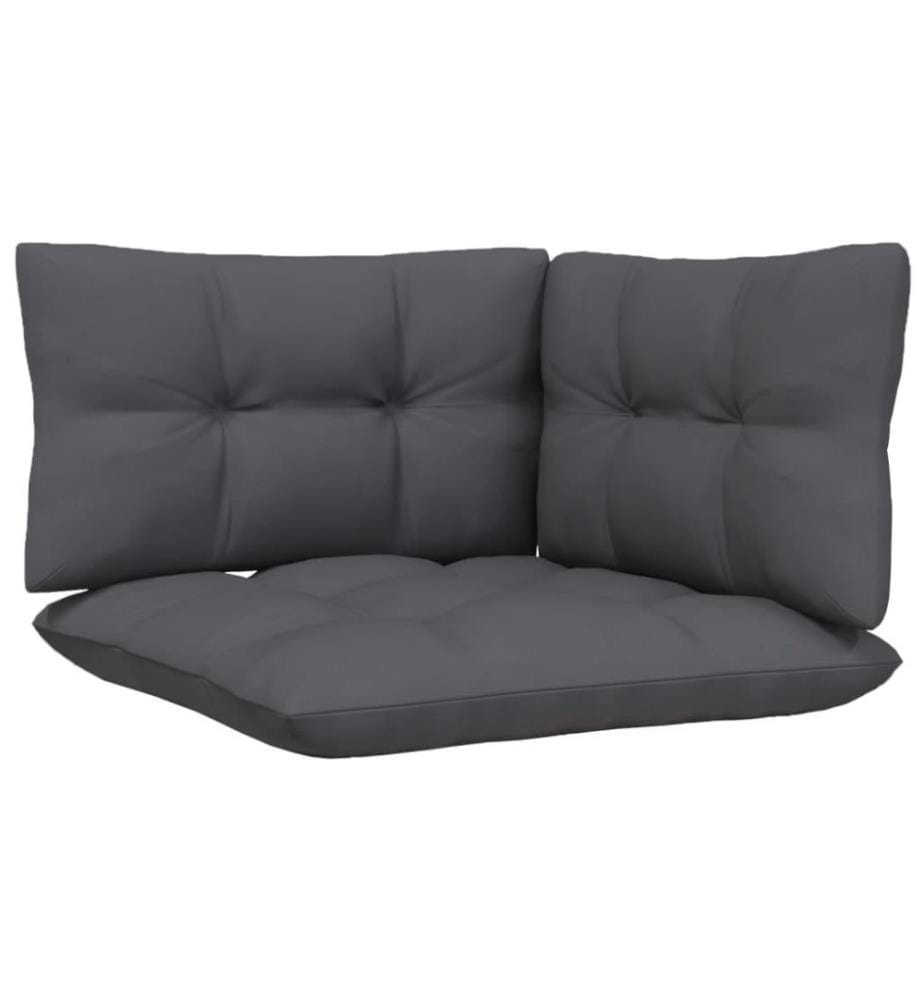 3-tlg. Garten-Lounge-Set mit Anthrazit Kissen Kiefernholz
