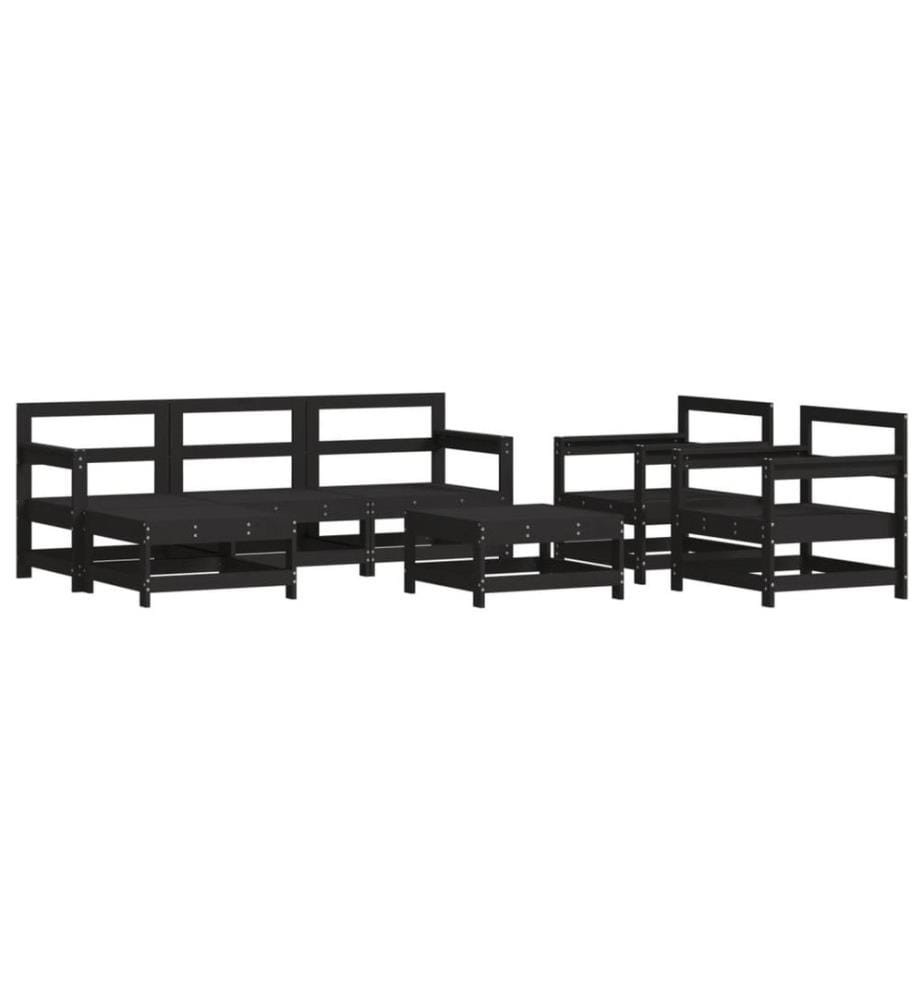7-tlg. Garten-Lounge-Set mit Kissen Schwarz Massivholz