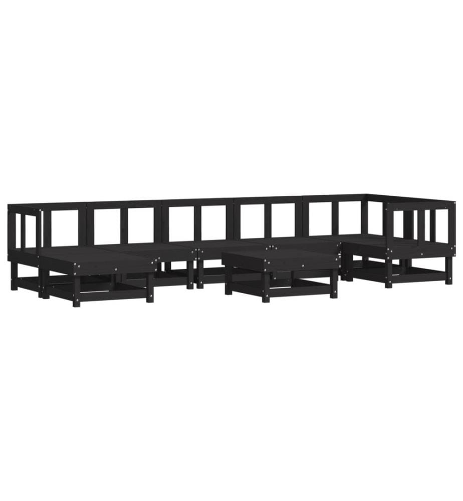 8-tlg. Garten-Lounge-Set mit Kissen Schwarz Massivholz
